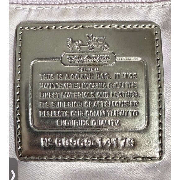 COACH Madison Sabrina Patent Leather Satchel 14179 Olive-Grey Shoulder Bag - Picture 16 of 16